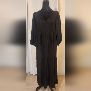 Elegant Black Boho Maxi Dress, XL